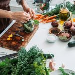 vegetables and cutting board