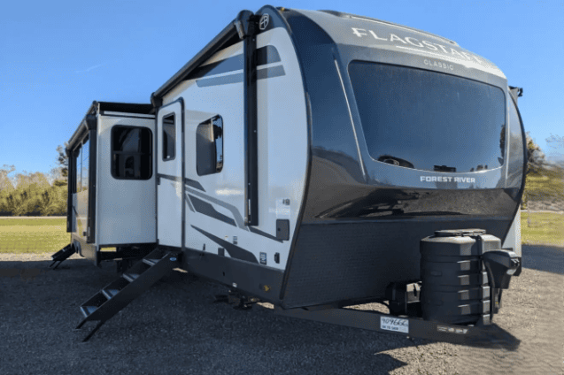 Forest River Flagstaff travel trailer. Not actual model discussed in article.